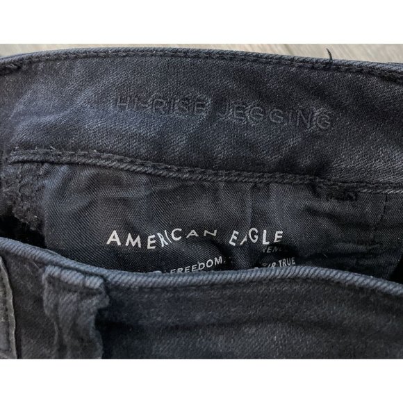 American Eagle Next Level Stretch Womens Skinny Jegging Jeans Black Sz 8 Short - Picture 7 of 9
